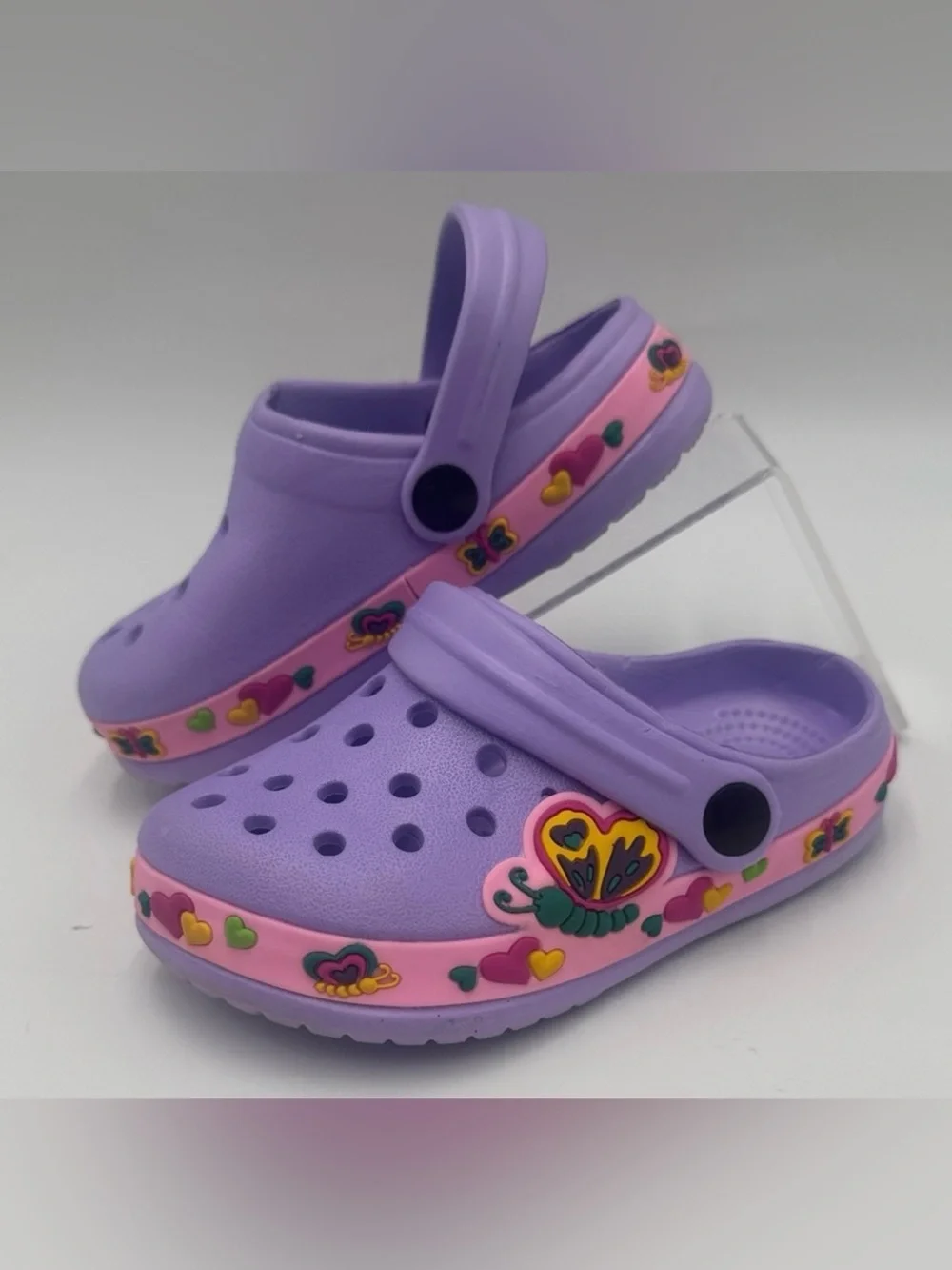 Kids Purple Butterfly Clog Sandals - Brand
